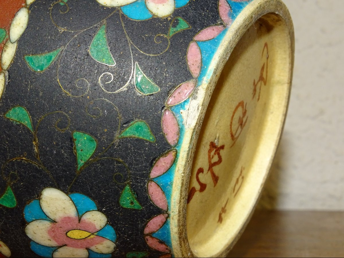 vase Totai Shippo, signé, Japon, époque Meiji (1868-1912)-photo-1