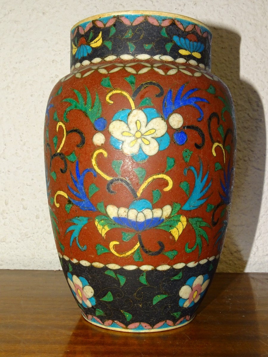 vase Totai Shippo, signé, Japon, époque Meiji (1868-1912)