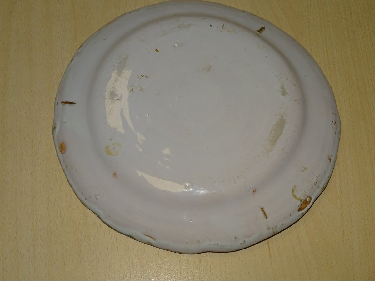 Epinal Earthenware Plate, Bird In The Field Design, 18th Or 19th Century-photo-4