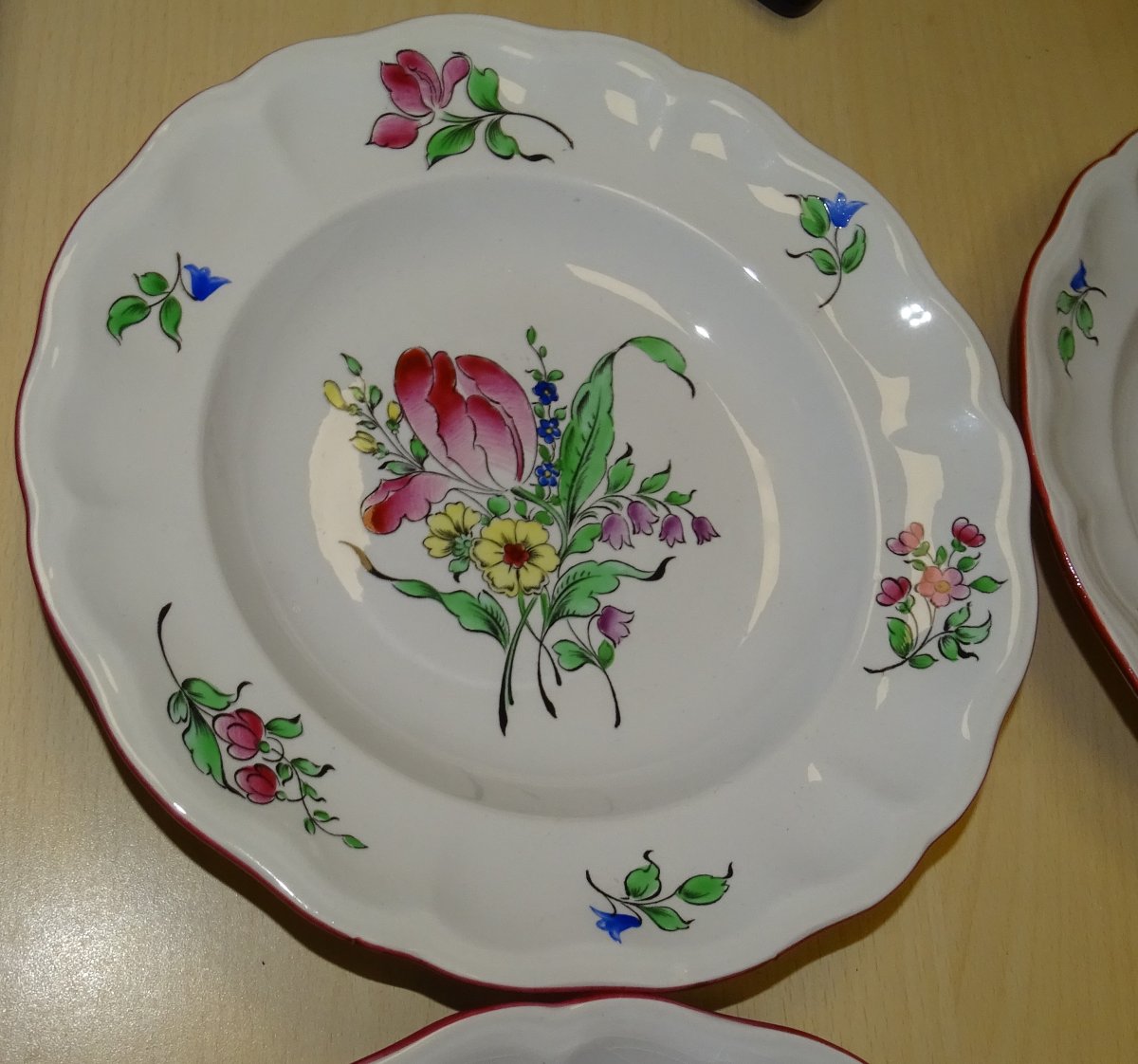 6 assiettes creuses en faïence de Lunéville KG décor Réverbère Ø 25 cm-photo-2