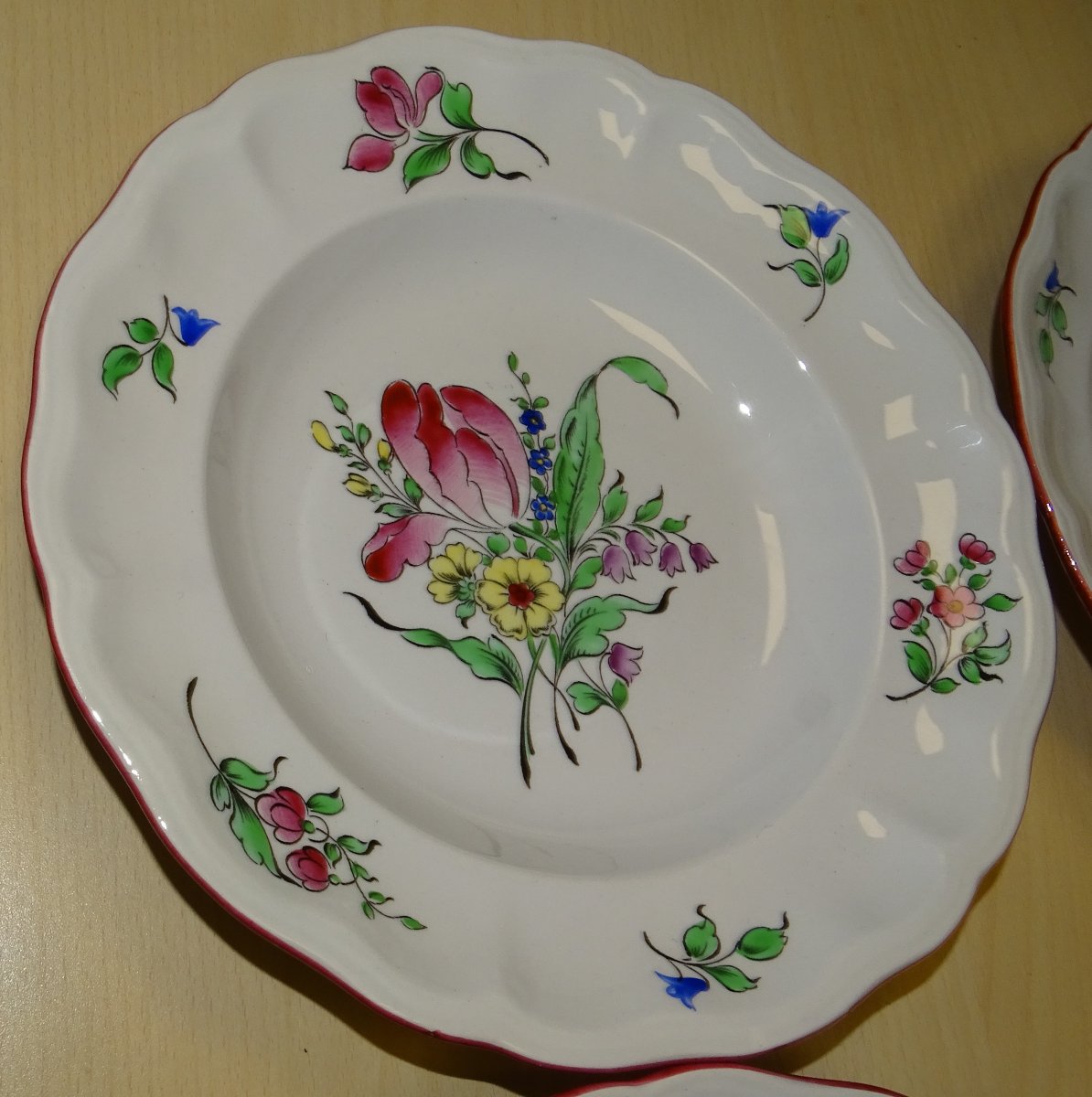 6 assiettes creuses en faïence de Lunéville KG décor Réverbère Ø 25 cm-photo-3
