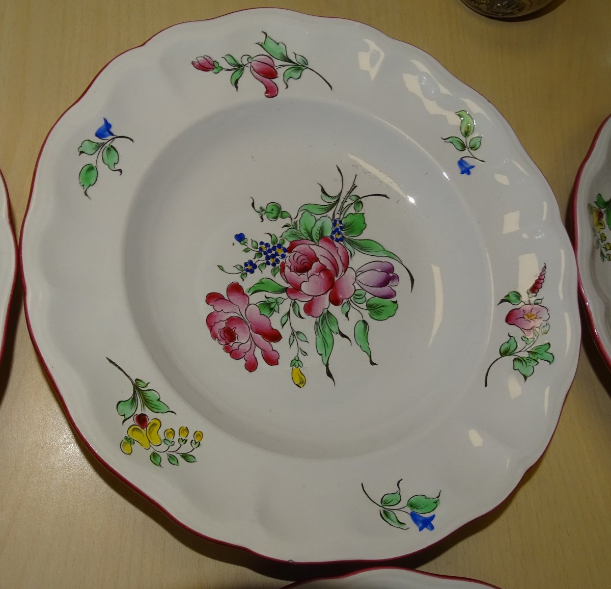 6 assiettes creuses en faïence de Lunéville KG décor Réverbère Ø 25 cm-photo-1