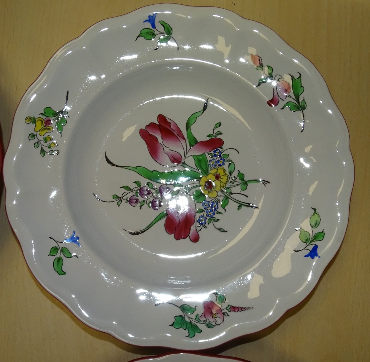 6 assiettes creuses en faïence de Lunéville KG décor Réverbère Ø 25 cm-photo-2