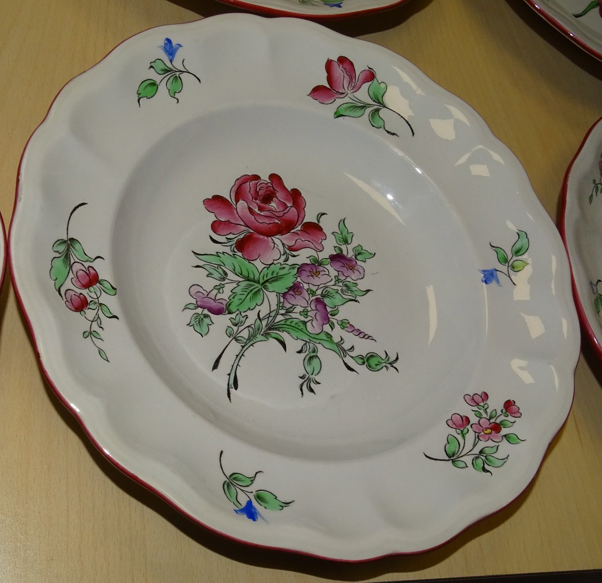 6 assiettes creuses en faïence de Lunéville KG décor Réverbère Ø 25 cm-photo-3