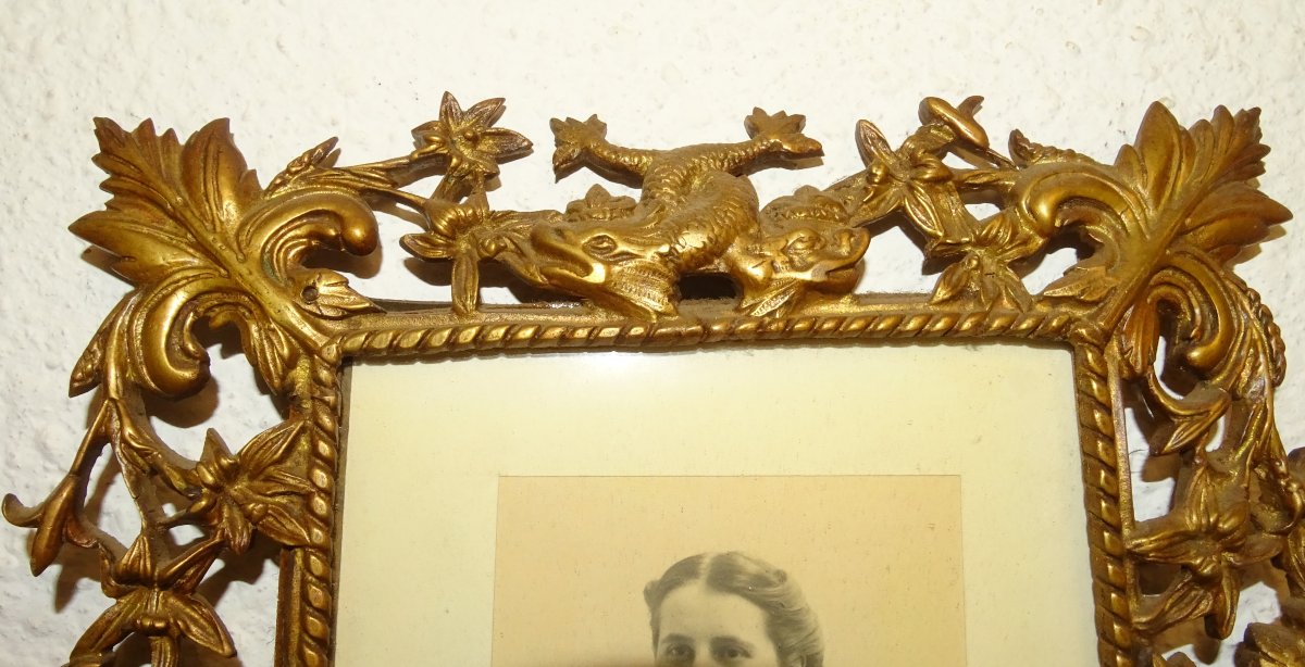 paire de cadres photos en bronze a décor de bacchus et dauphins, XIXème, 3kg-photo-2