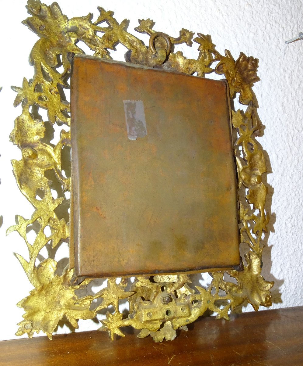 paire de cadres photos en bronze a décor de bacchus et dauphins, XIXème, 3kg-photo-6