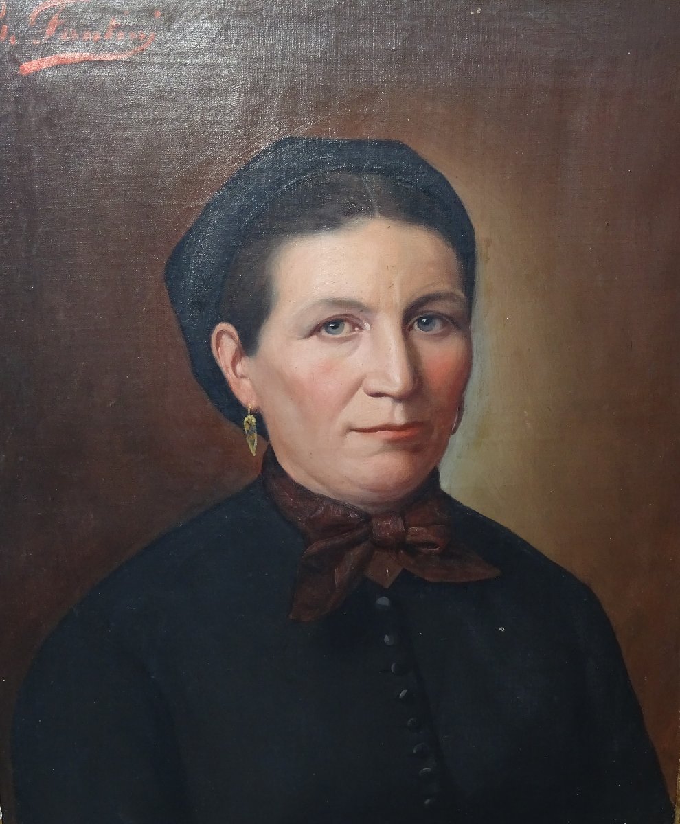 Charles Fantini 1851 Portrait De Femme Ecole Française Du XIXème Siècle Huile/toile-photo-2