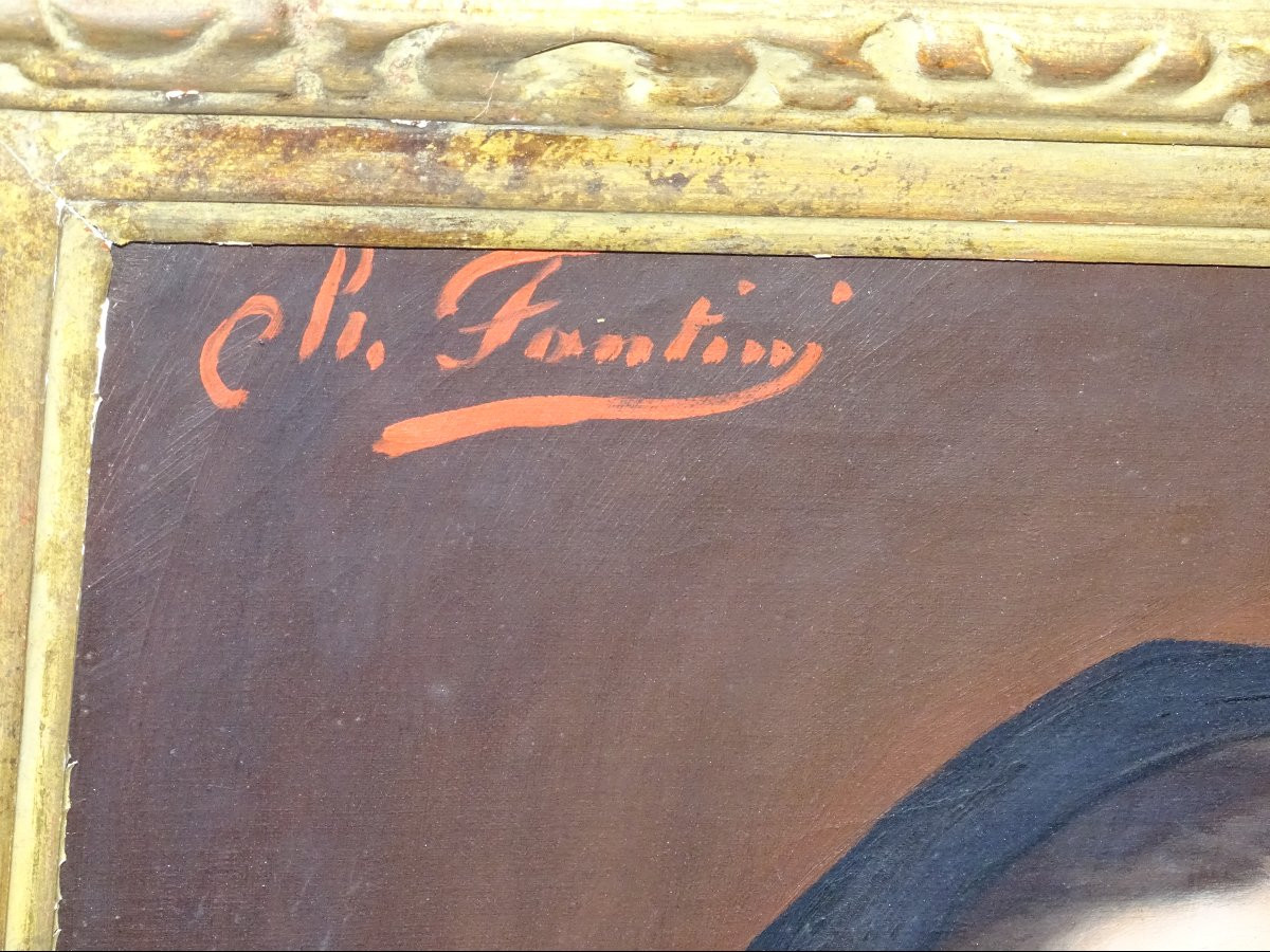 Charles Fantini 1851 Portrait De Femme Ecole Française Du XIXème Siècle Huile/toile-photo-3