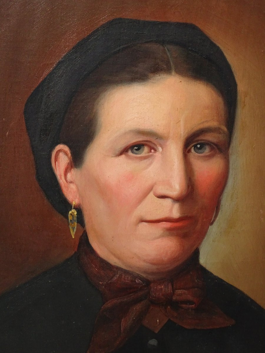Charles Fantini 1851 Portrait De Femme Ecole Française Du XIXème Siècle Huile/toile-photo-4
