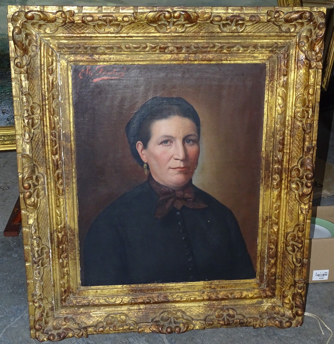 Charles Fantini 1851 Portrait De Femme Ecole Française Du XIXème Siècle Huile/toile