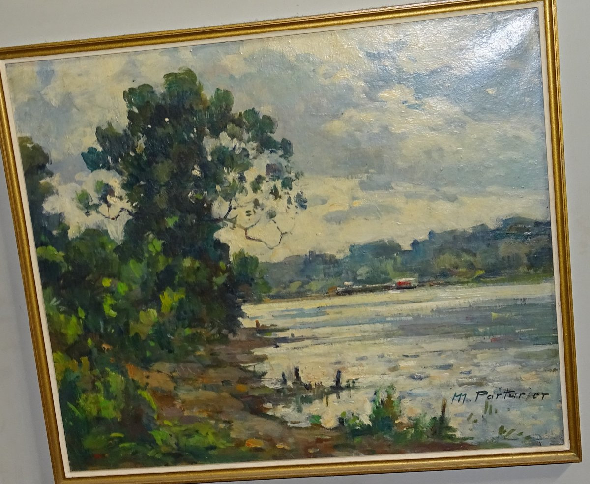 Marcel PARTURIER (1901-1976) La berge a moisson, huile/toile-photo-2