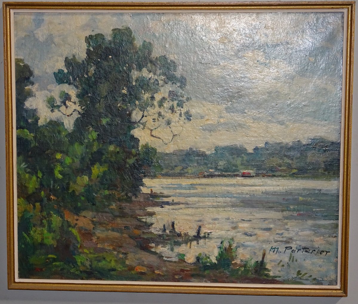 Marcel PARTURIER (1901-1976) La berge a moisson, huile/toile-photo-3