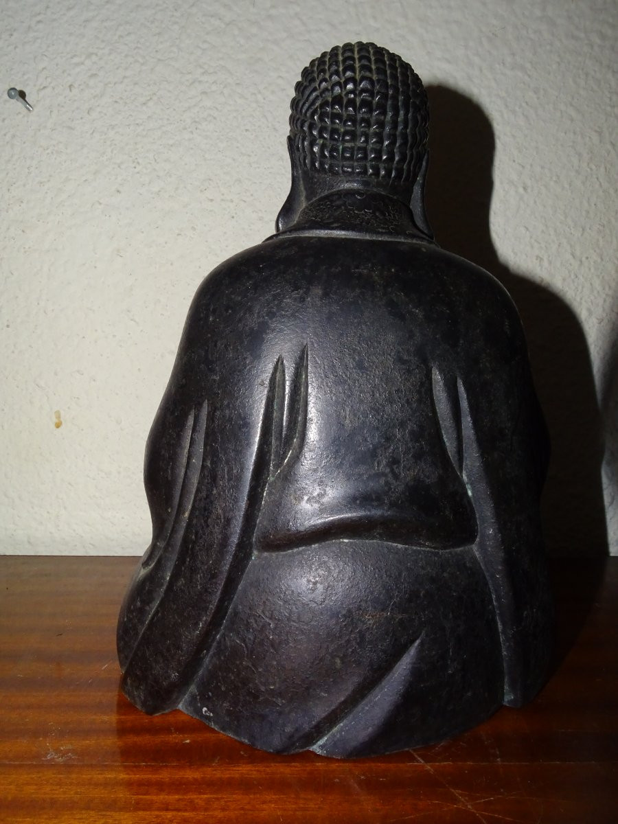 bouddha bronze position assis du XIXème-photo-3