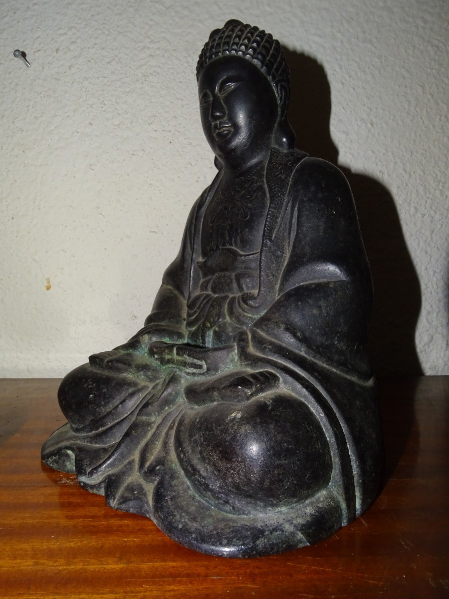 bouddha bronze position assis du XIXème