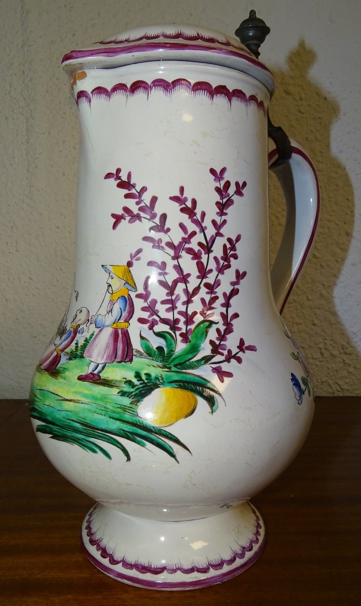 GRAND PICHET ROUEN, attribué à la Fabrique LEVASSEUR, signé, XVIIIème-photo-2