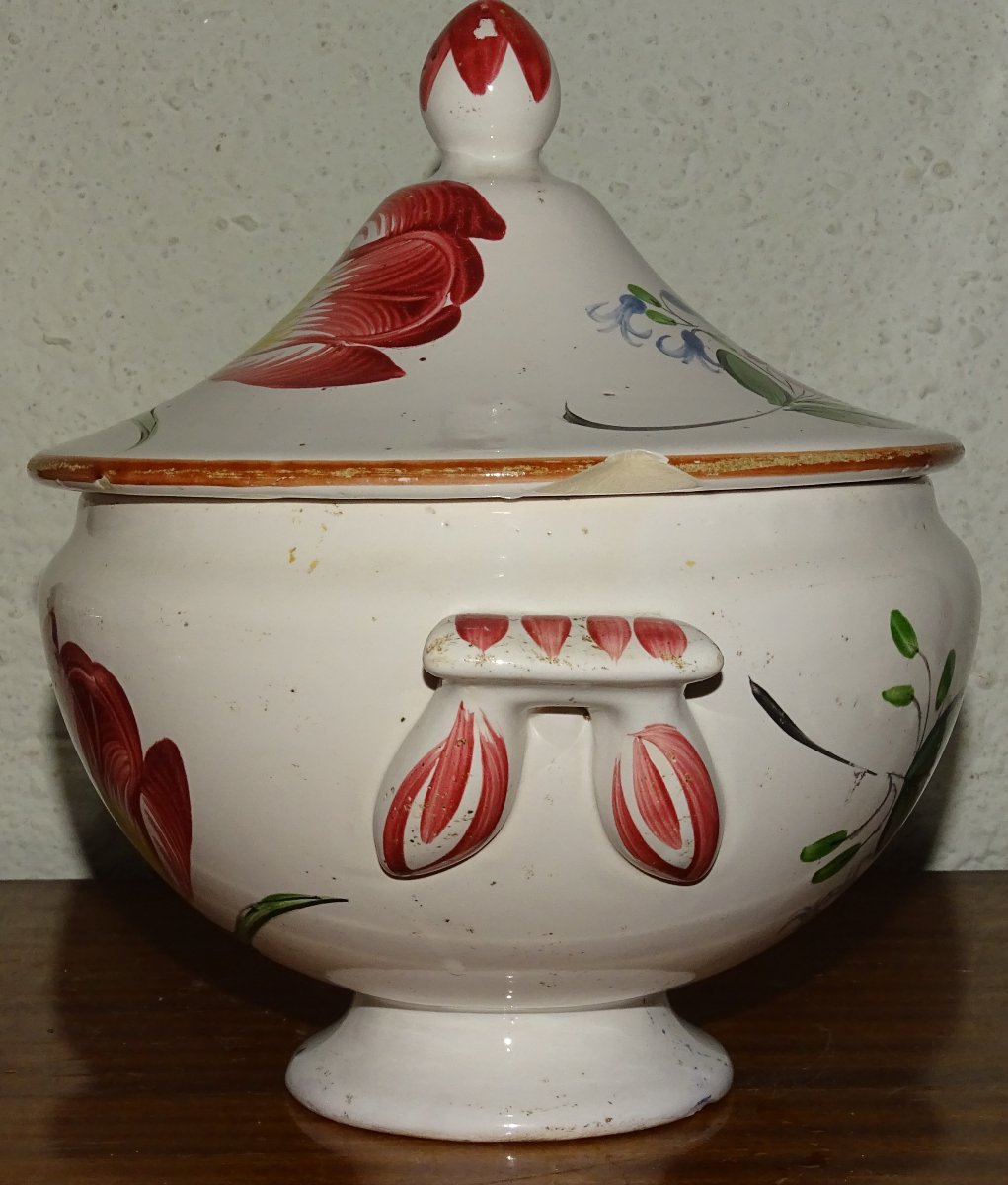 Antique Earthenware Tureen, Lunéville, Les Islettes 19th Century-photo-2