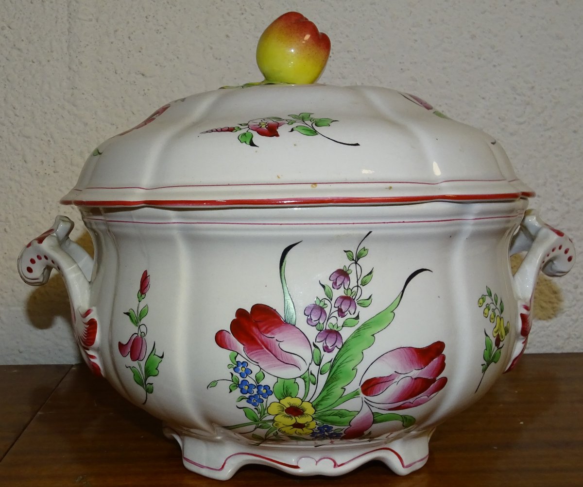Lunéville - Soup Tureen In Polychrome Earthenware With Reverbère Decor - Signed-photo-1