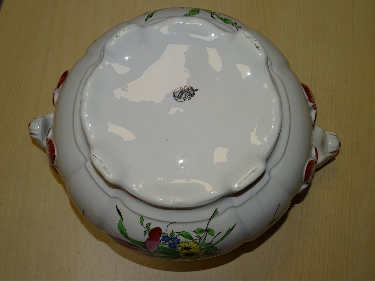 Lunéville - Soup Tureen In Polychrome Earthenware With Reverbère Decor - Signed-photo-3