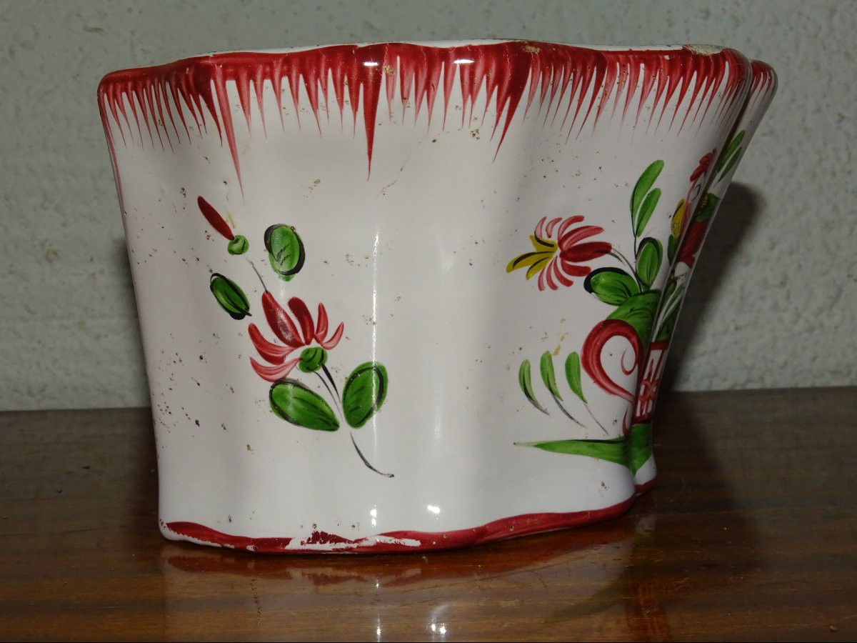 Bouquetière au coq d'applique faience des Islettes - Fin XVIII, Début XIXème-photo-1