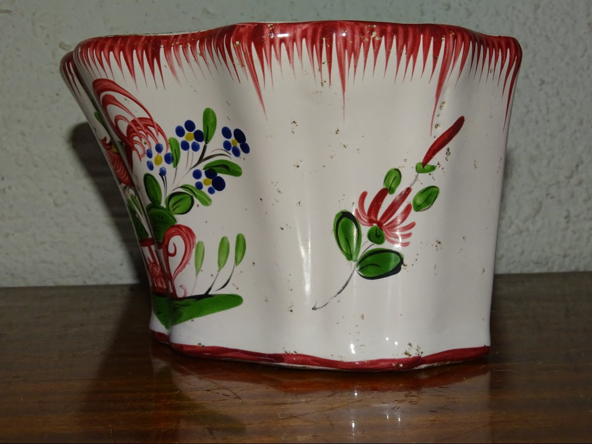 Bouquetière au coq d'applique faience des Islettes - Fin XVIII, Début XIXème-photo-2
