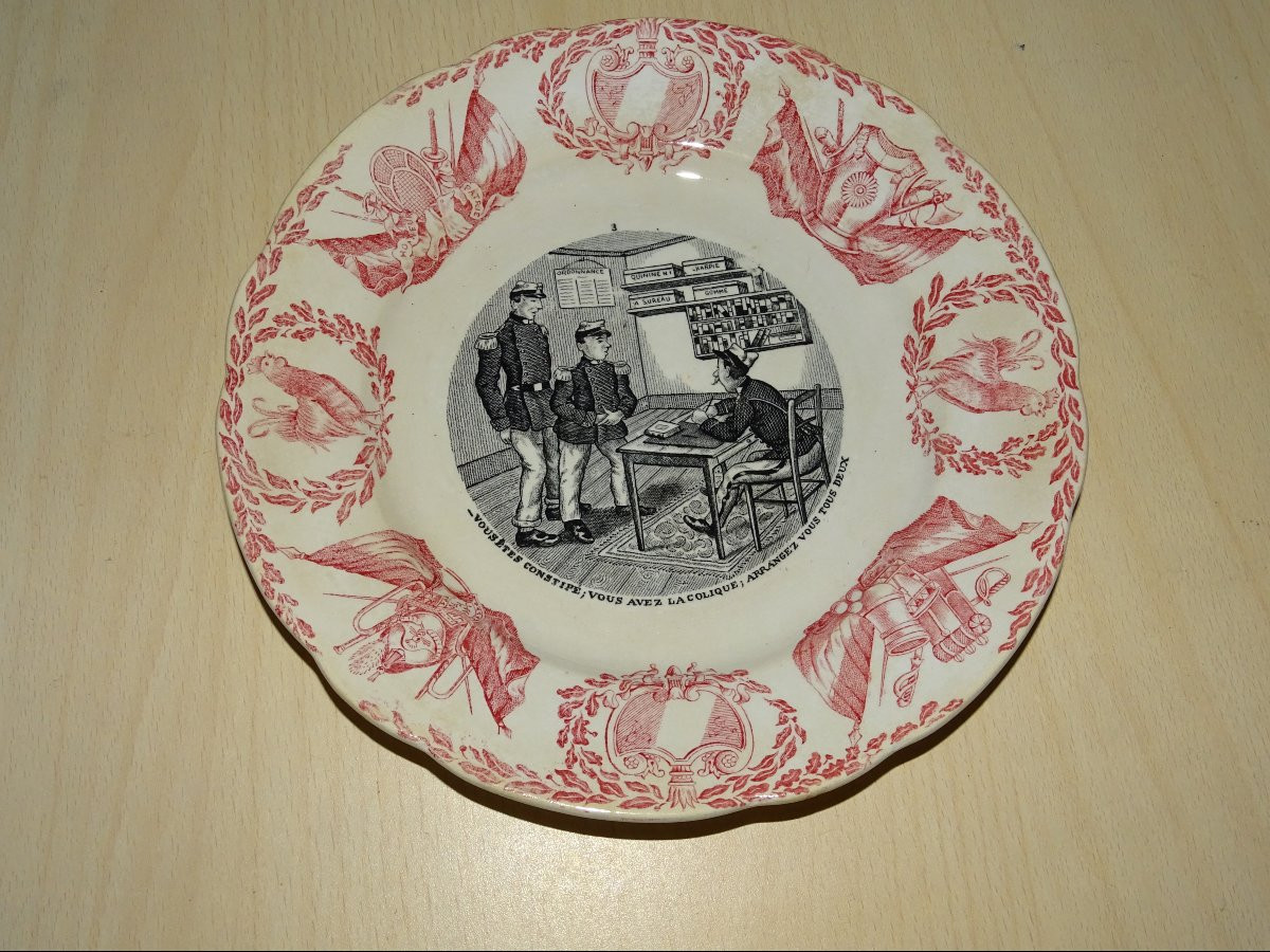 8 Faïencerie Th Fenal De Badonviller Talking Military Plates-photo-1