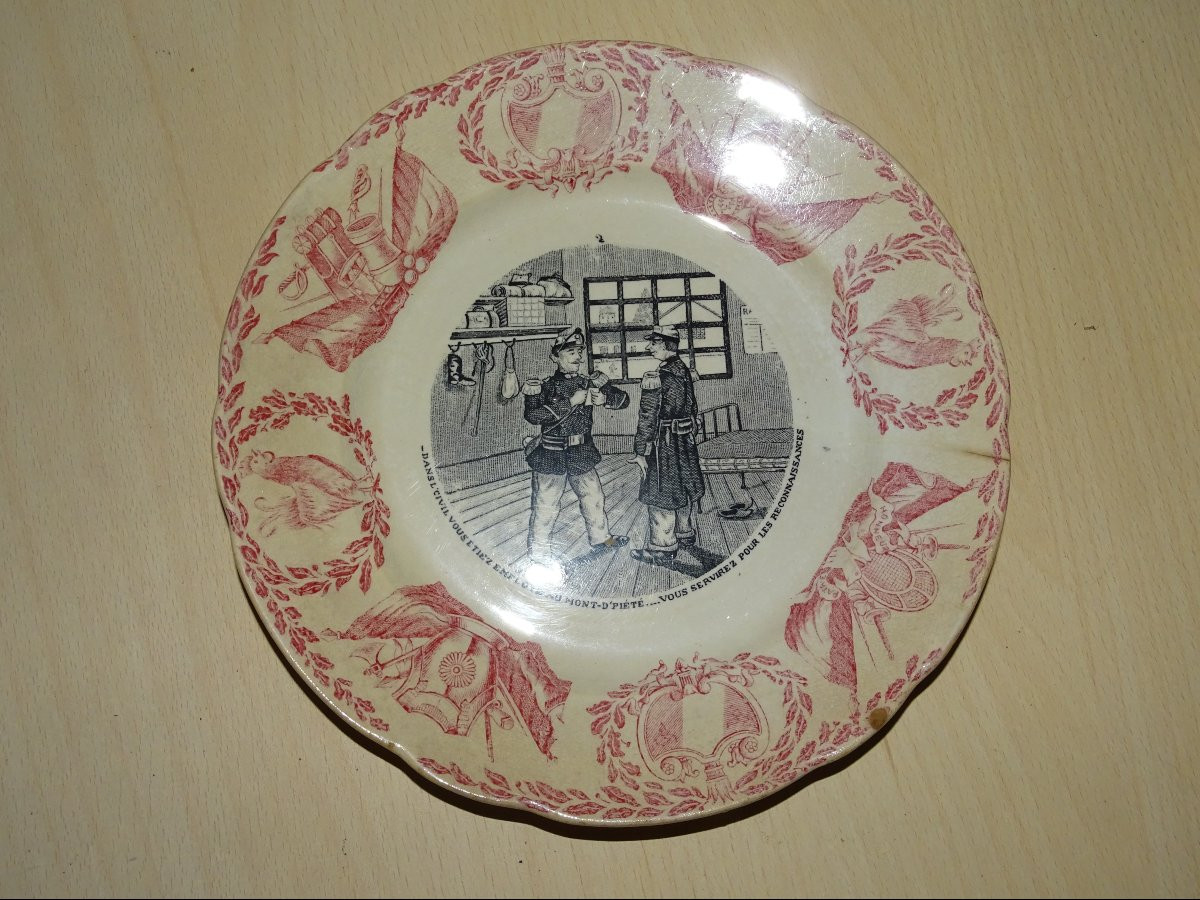 8 Faïencerie Th Fenal De Badonviller Talking Military Plates-photo-3