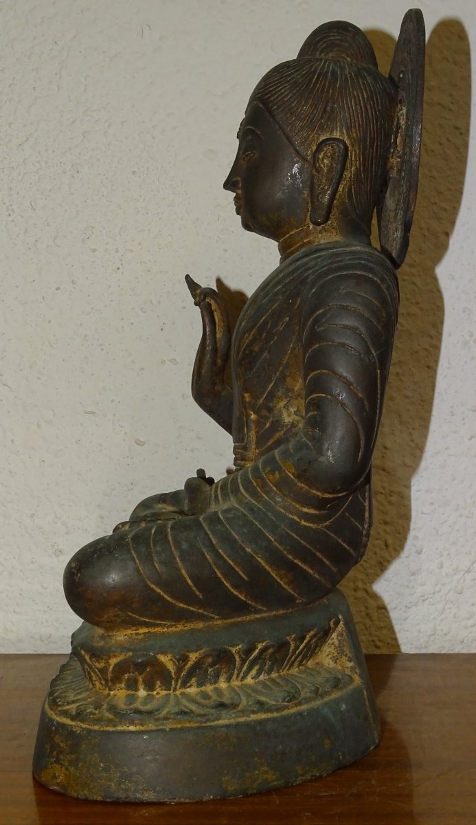 bouddha en bronze représentant Shakyamuni Amitabha, XIXe, chine ou tibet-photo-3