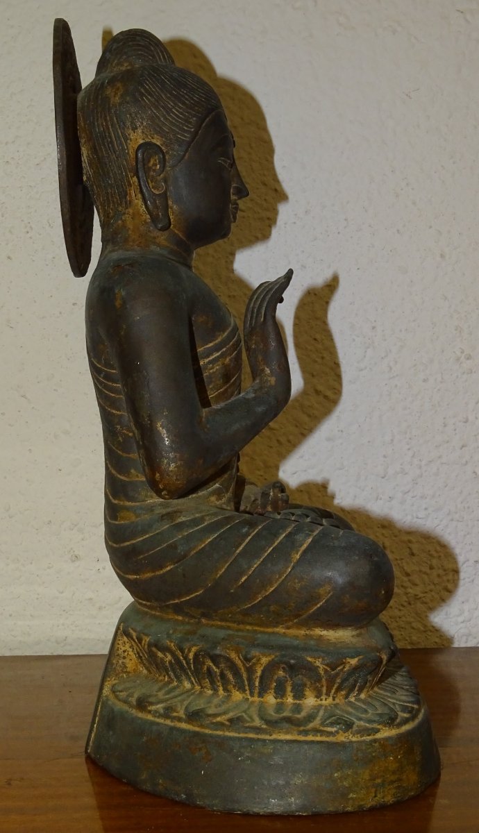 bouddha en bronze représentant Shakyamuni Amitabha, XIXe, chine ou tibet-photo-1