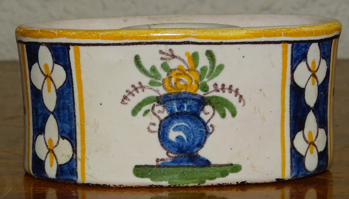 Antique Rouen Earthenware Inkwell 18th Century-photo-2