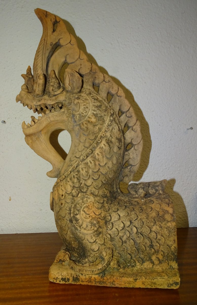 Faîtage de toit de temple à tête de dragon, Sukhothaï, XIXème-photo-3