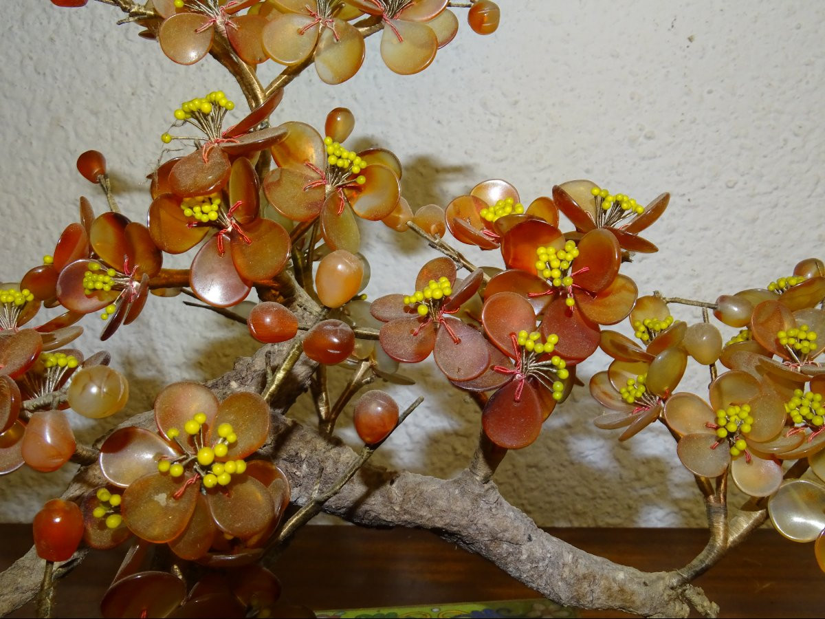 Arbre de vie cornaline et bronze cloisonné ou émaux champlevés, XIXème siècle-photo-2