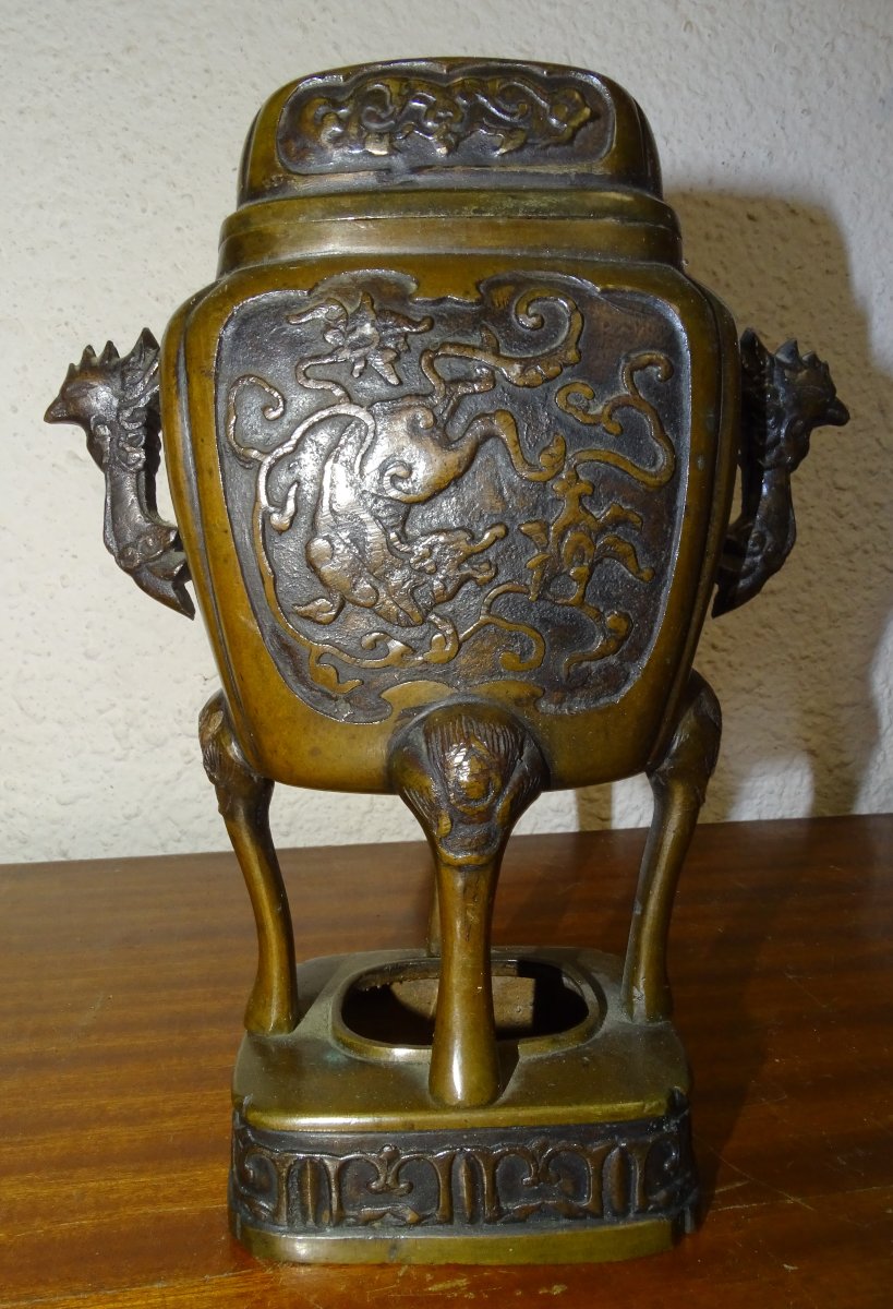 paire de brule parfum ou Pot Couvert En Bronze ,chine , XIXème siècle-photo-3