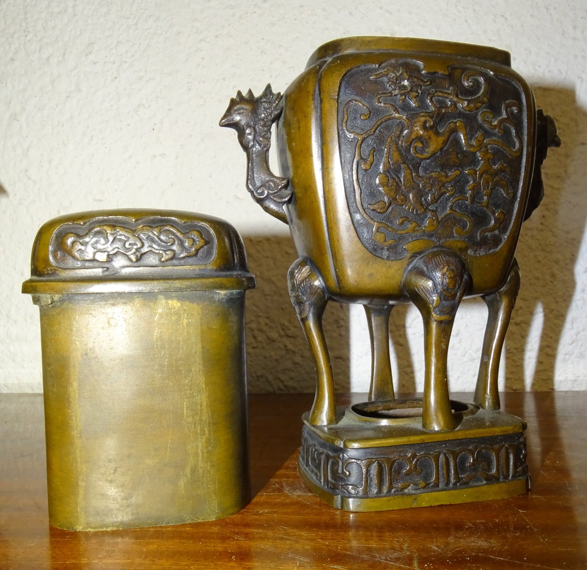 paire de brule parfum ou Pot Couvert En Bronze ,chine , XIXème siècle-photo-4