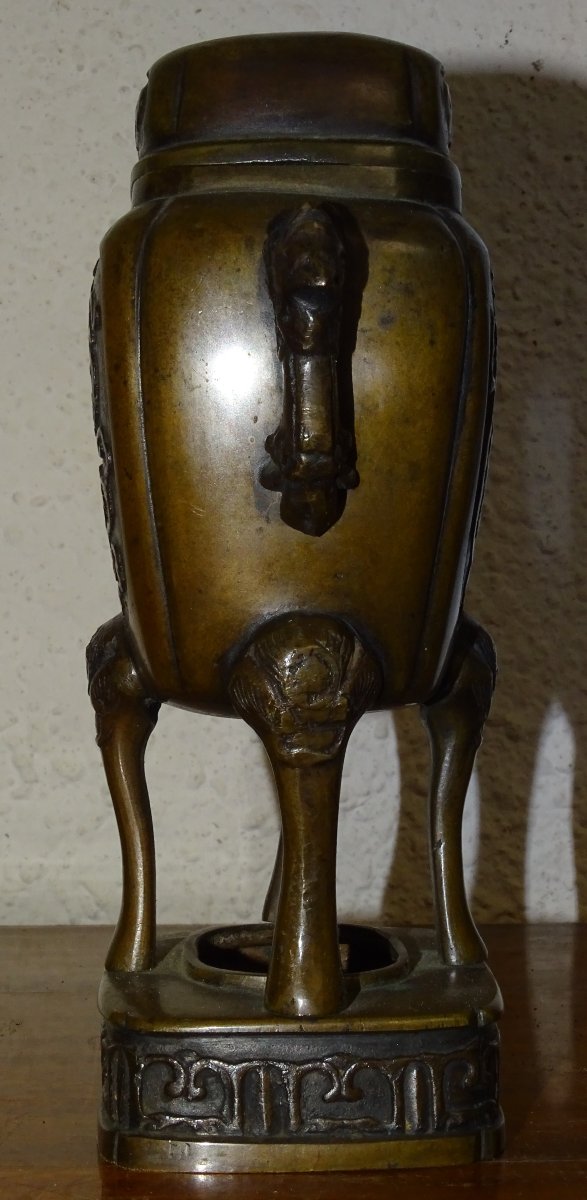 paire de brule parfum ou Pot Couvert En Bronze ,chine , XIXème siècle-photo-3