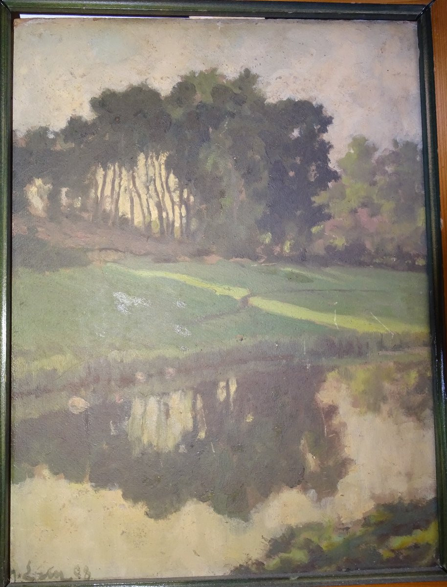 Hippolyte LETY (1878-1959), huile/carton, exposé au salon de bordeaux 1909-photo-2