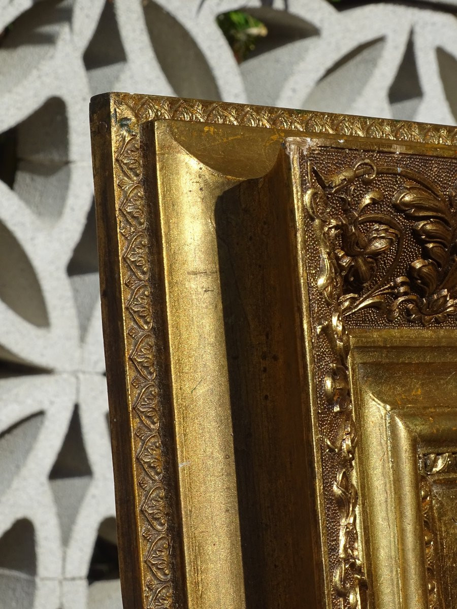 Imposing 19th-century Gold-leaf Frame, 116 Cm X 96 Cm-photo-1