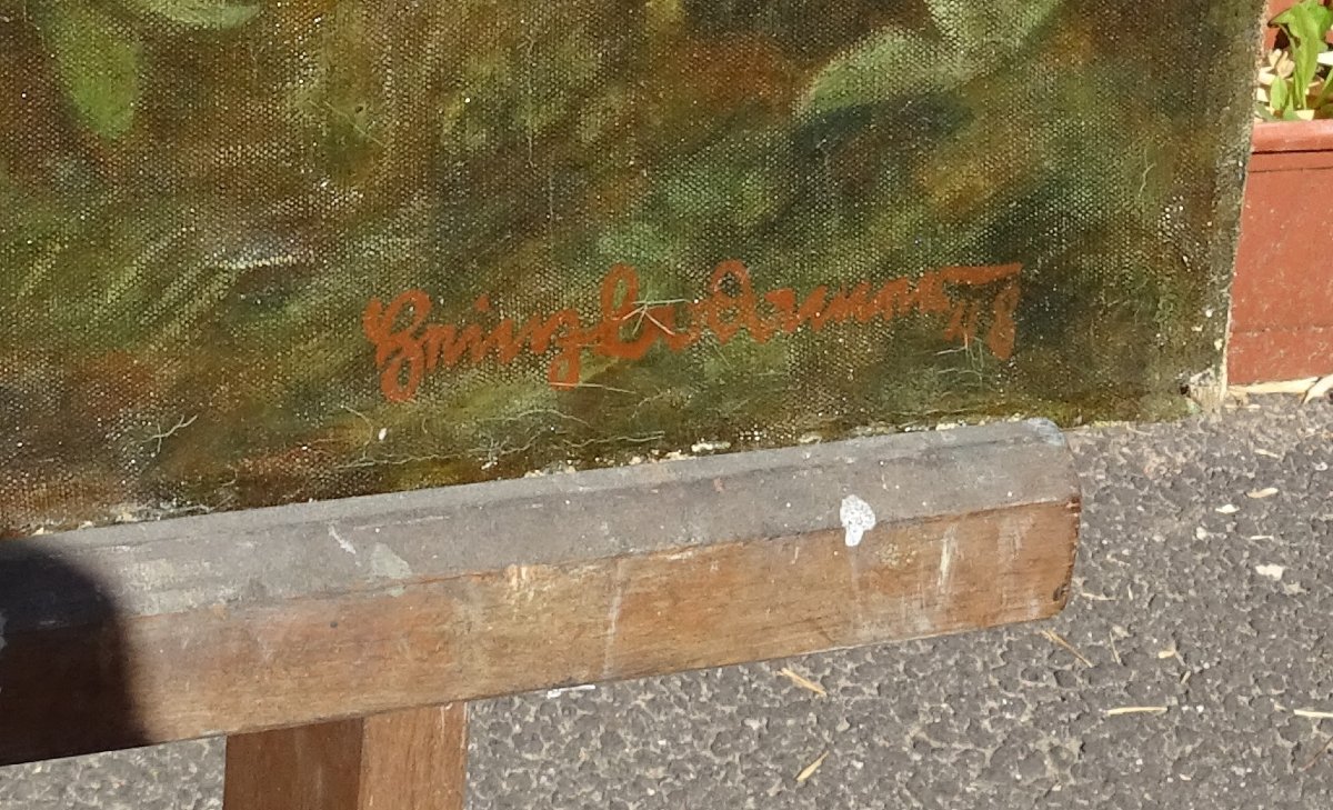 Vierge à l'enfant, Tableau, huile sur toile, signature a dechiffrer, XIX ème-photo-4