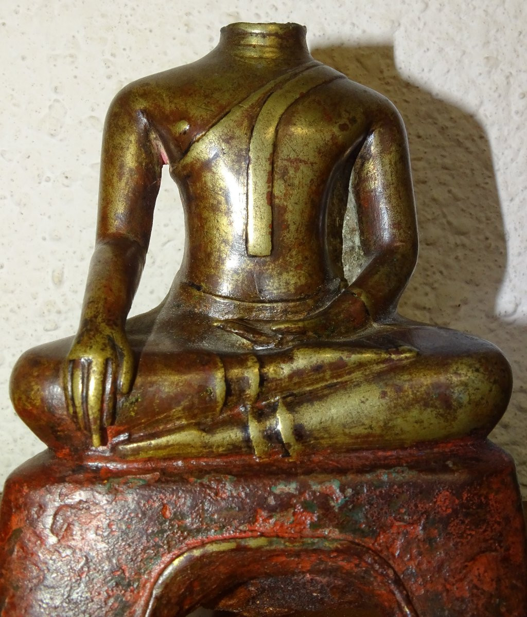 ancien bouddha de temple en Bronze, asie, XVIIIème-photo-3