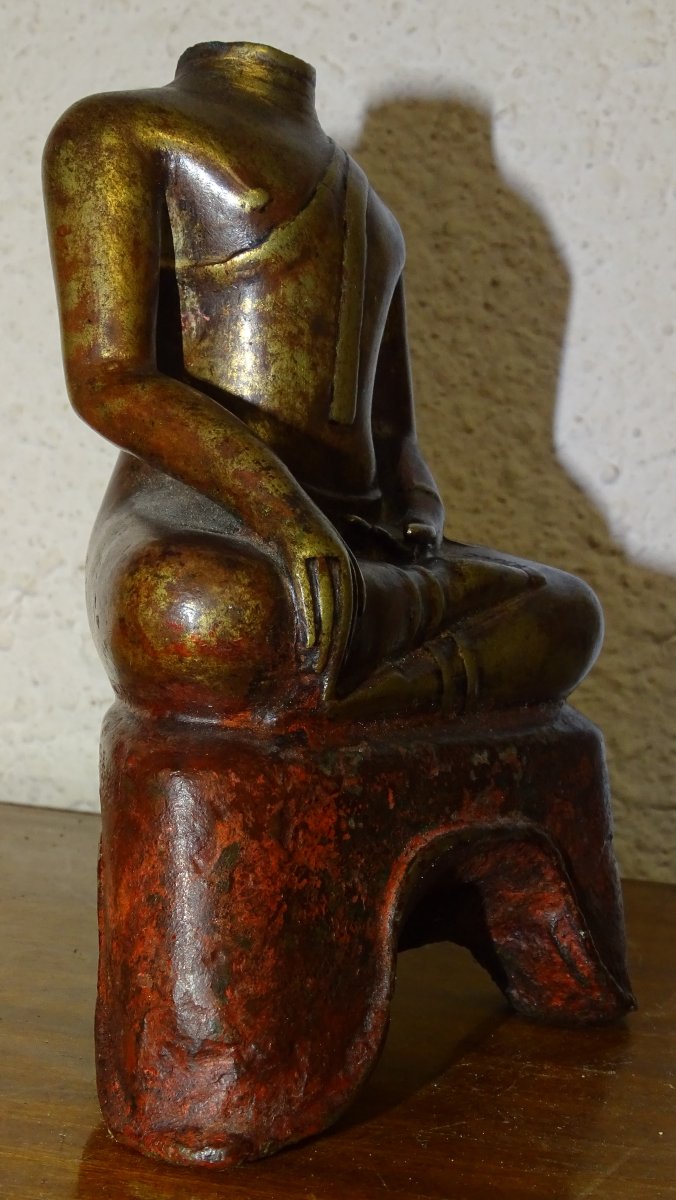 ancien bouddha de temple en Bronze, asie, XVIIIème-photo-3