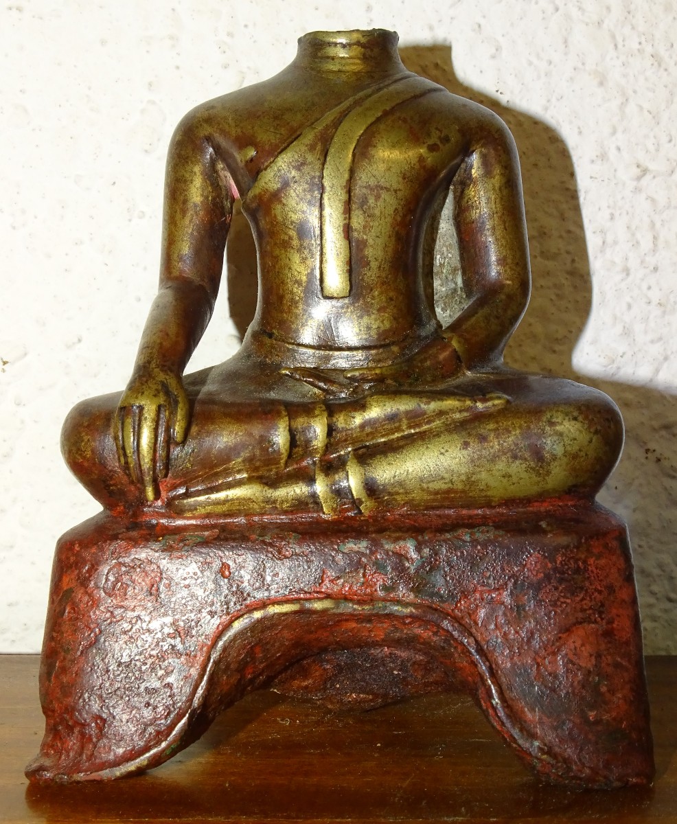 ancien bouddha de temple en Bronze, asie, XVIIIème