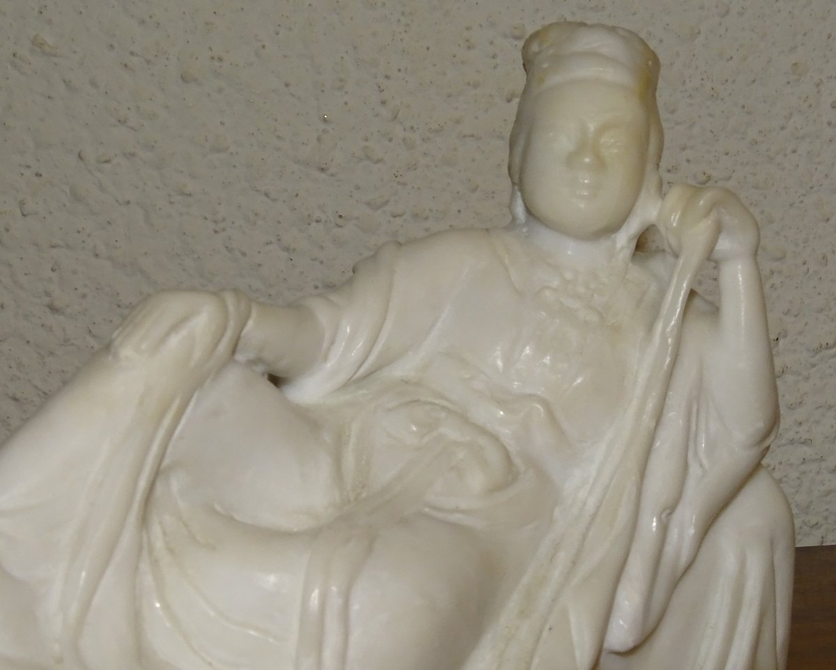 Antique Marble Sculpture, Buddha Or Guan Yin, 19th Century, China-photo-2