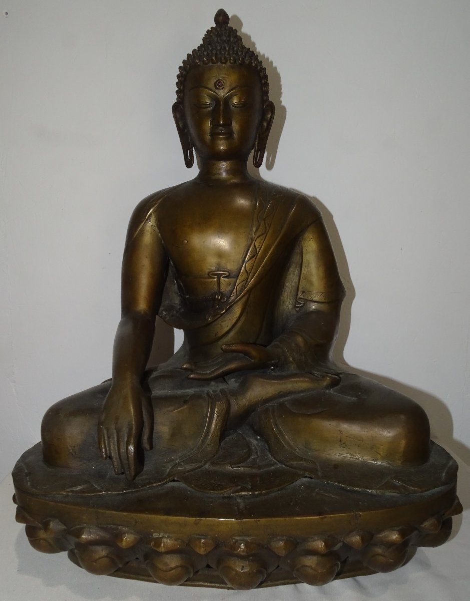Buddha Shakyamuni Tathagata Tibetan Bronze Statue, 19th Century, 56 Cm-photo-2