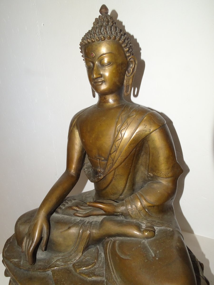 Buddha Shakyamuni Tathagata Tibetan Bronze Statue, 19th Century, 56 Cm-photo-3