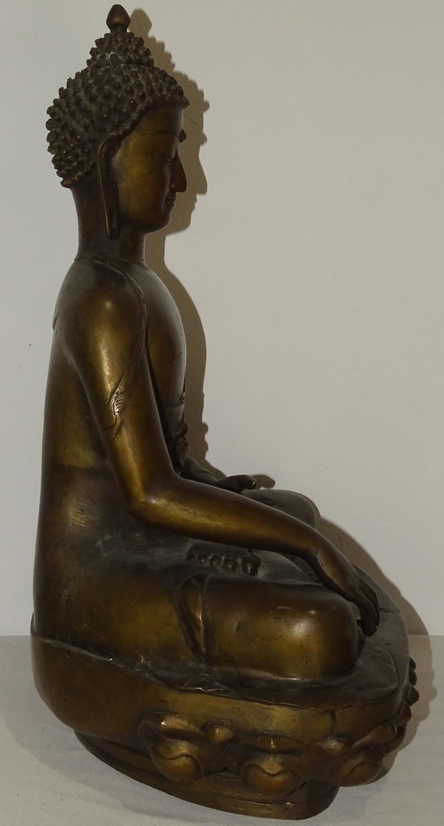 Buddha Shakyamuni Tathagata Tibetan Bronze Statue, 19th Century, 56 Cm-photo-4