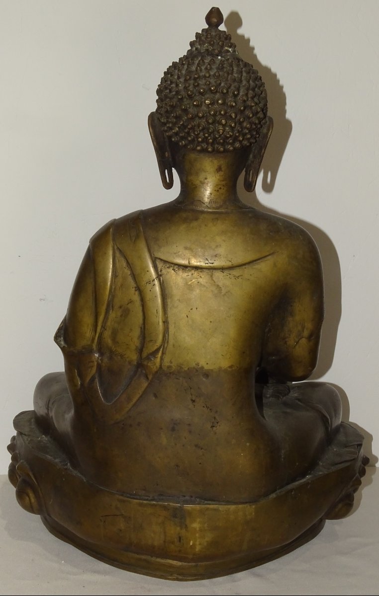 Buddha Shakyamuni Tathagata Tibetan Bronze Statue, 19th Century, 56 Cm-photo-1