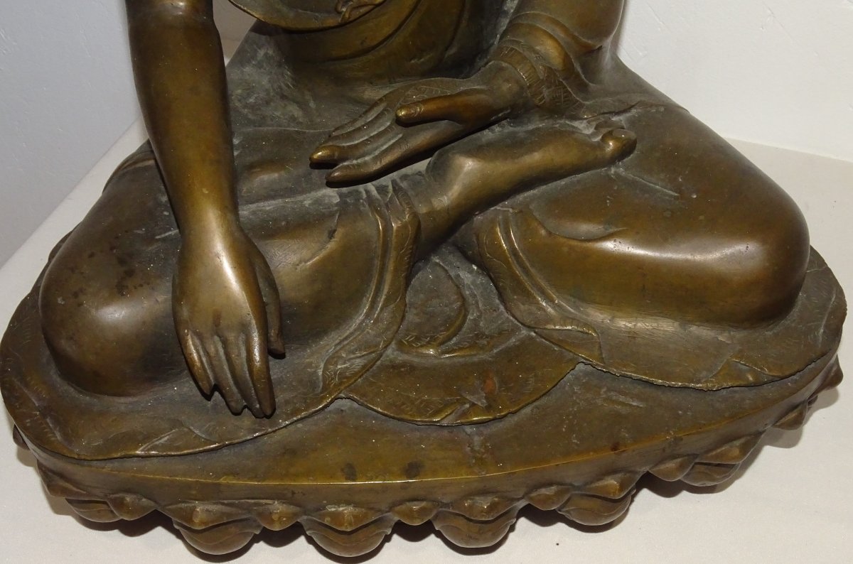 Buddha Shakyamuni Tathagata Tibetan Bronze Statue, 19th Century, 56 Cm-photo-3