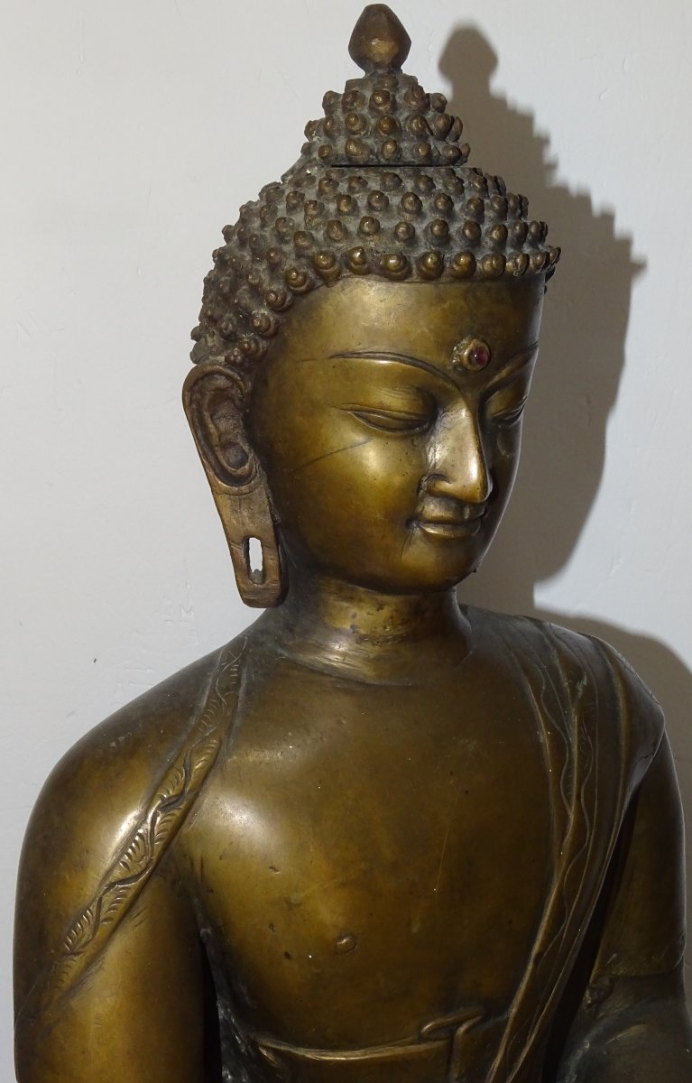 Buddha Shakyamuni Tathagata Tibetan Bronze Statue, 19th Century, 56 Cm-photo-4