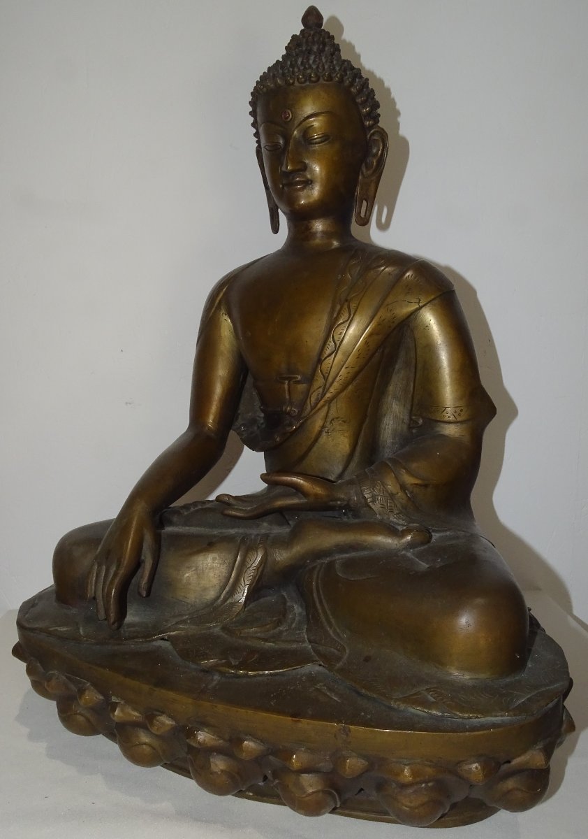 Buddha Shakyamuni Tathagata Tibetan Bronze Statue, 19th Century, 56 Cm