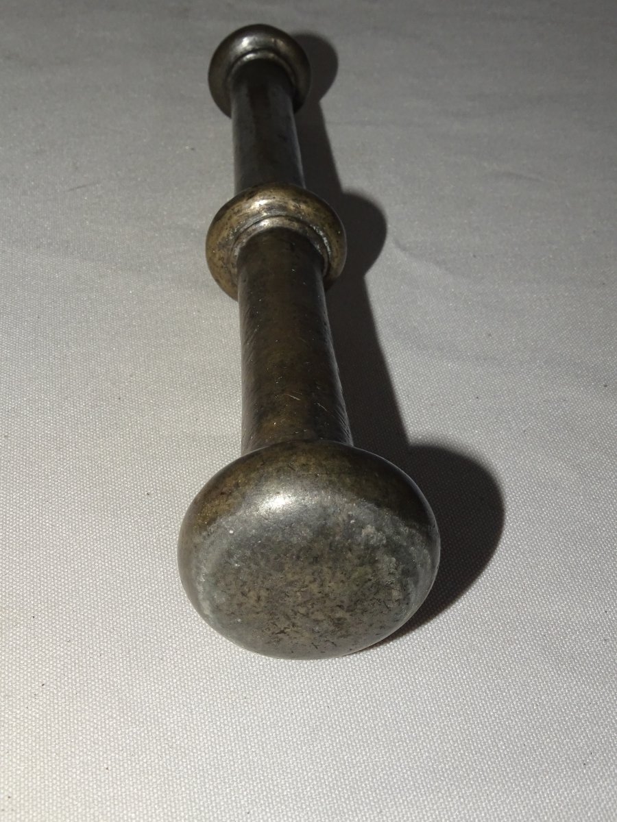Antique Bronze Apothecary's Mortier Or Pilon From The 17th Or 18th Century-photo-4