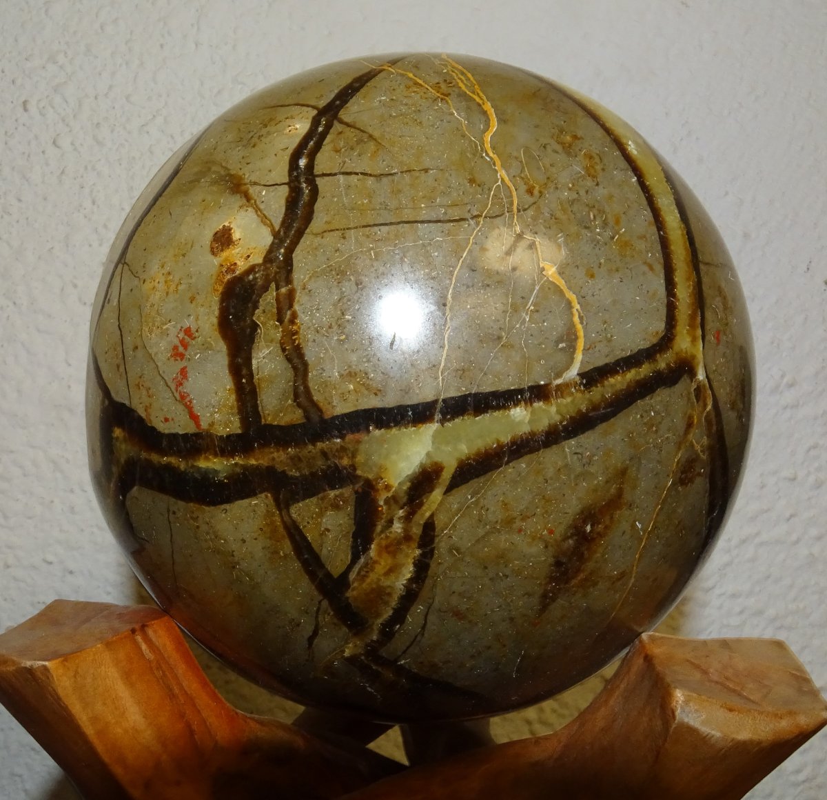 Large Polished Septaria Sphere ☆ Diameter: 135 Mm / Weight: 3.25 Kg ☆ Natural Mineral-photo-3